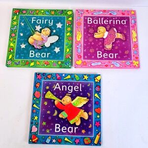 Board Books Bear Series Glitter Fairy Ballerina Angel Kids Set 3 Silver Dolphin